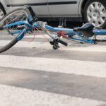 Blue bike on a pedestrian crossing after fatal incident with a car