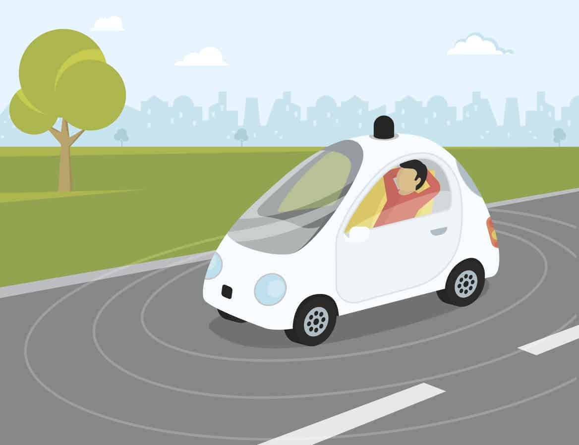 Self-driving car flat modern illustration