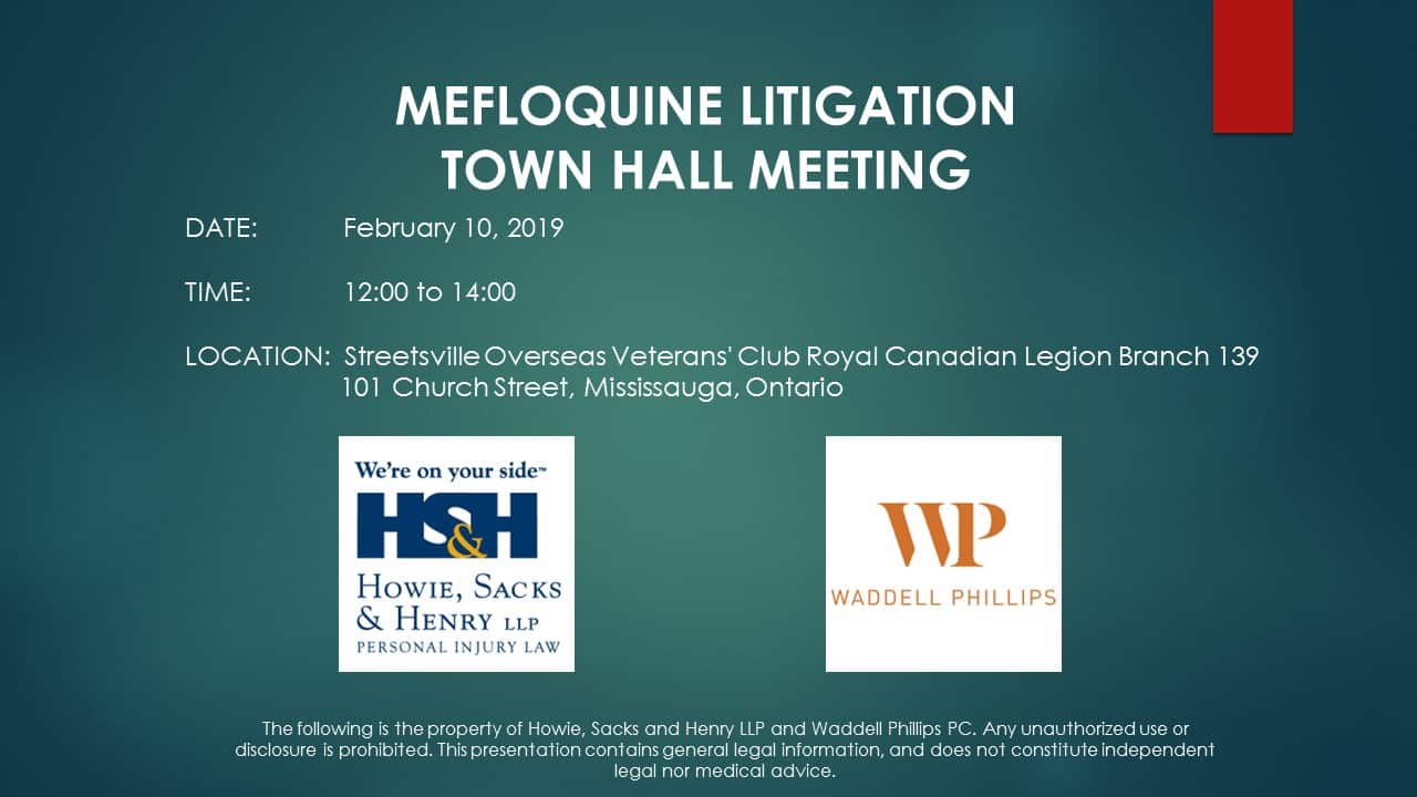 February 10, 2019–Mefloquine Town Hall Makes its First Stop in Toronto February 10, 2019–Mefloquine Town Hall Makes its First Stop in Toronto